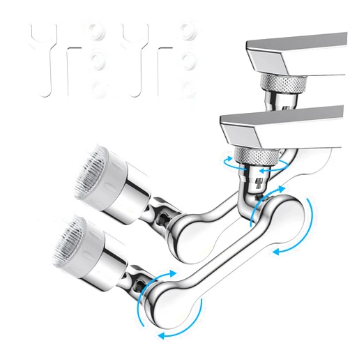 AMIR Universal Rotating Faucet Extender, 1080° Large-Angle Rotating Multifunctional Extension Faucet, Robotic Arm Water Nozzle Faucet Adaptor, Splash Filter Faucet for Bathroom Sink