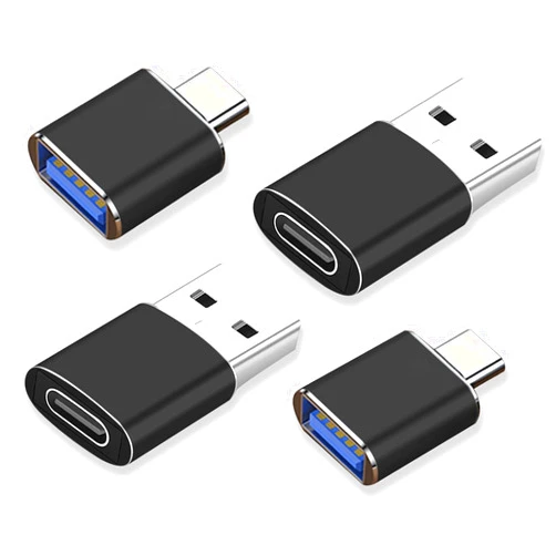 LBSC USB to USB C OTG Adapter, 2 * Type C Female to A Male Charger Converter & 2 * USB C Male to USB Female OTG Adapter, for Apple, AirPods, iPad, MacBook, Samsung Galaxy S23, S22,MacBookPro (Black)