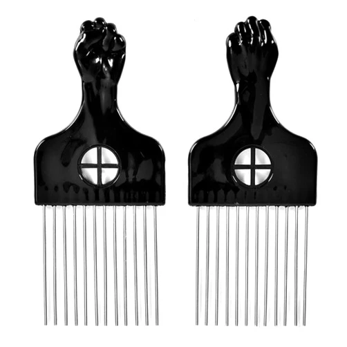 MODSIGHT 2 Pack Hair Picks for Afro, Curly Hair Styling - Metal Hairdressing Tools for Women and Men (Black)