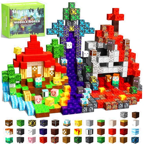 Intoypad 300PCS Magnetic Blocks for Kids, 0.8in Magnetic Building Block Toys for Boys Girls Age 3 4 5 6 7 8 9 10 Magnet Cubes Game Magnetic Tiles STEM Toys Christmas Birthday Gifts for Kids Toddlers