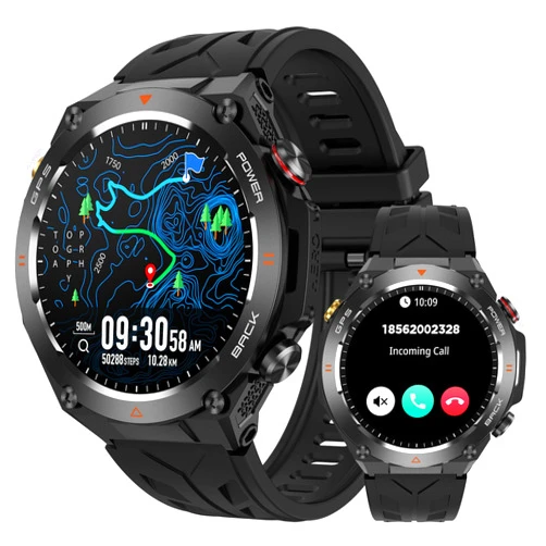 CNBRO GPS Smart Watch Running Watch with Answer/Make Calls, Fitness Tracker Pedometer Step Counter, Compass Altimeter Barometer Waterproof Smartwatches for Android iOS Phones