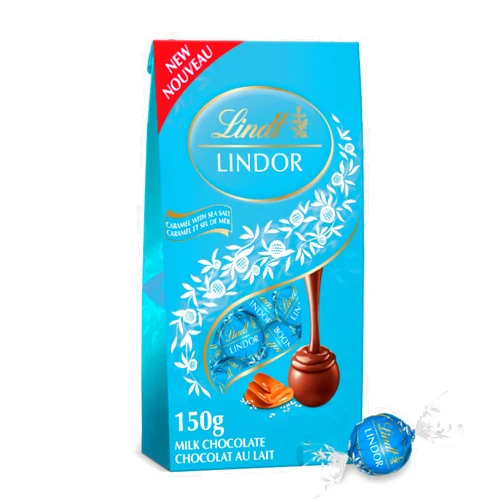 Lindor Lindt LINDOR Milk Caramel Sea Salt Chocolate Truffles, 150-Gram Bag