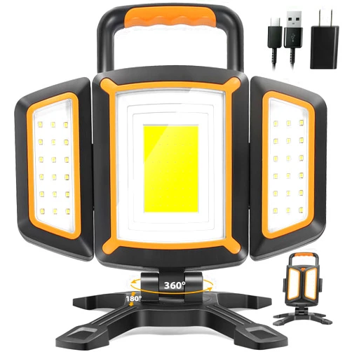 Tresda 30W Rechargeable Work Light, 3000 Lumen Magnetic Work Light Battery Powered, Waterproof Portable Cordless Job Site Lighting for Construction Site, Workshop, Garage, Camping, and Car Repairing