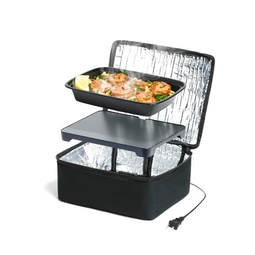 HotLogic Mini Portable Electric Lunch Box Food Heater - Innovative Food Warmer and Heated Lunch Box for Adults Car/Home - Easily Cook, Reheat, and Keep Your Food Warm - Black (120V)