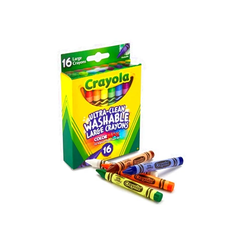 Crayola 52-3281 Large Washable Crayons Assorted Colors 16 Count (Pack of 2)