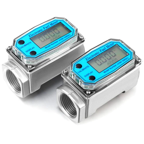 Xuhal 2 Pcs Digital Turbine Flow Meter Fuel Flow Meter Electronic Fuel Meter with Digital Display Gas Oil Fuel Flow Meter Water Flow Meter ±1% Accuracy for Measure Diesel Kerosene Gasolin (1 Inch)