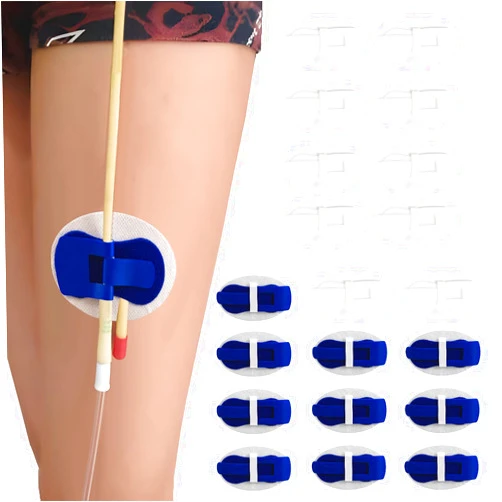 HNYG Statlock Catheter Holder,Catheter Stabilization Device,Catheter Urinary Leg Bag Legband Holder Sticker,Adhensive Catheter Leg Strap Hook and Loop,Catheter Supplies (10 Pack Blue + 10 Pack White)