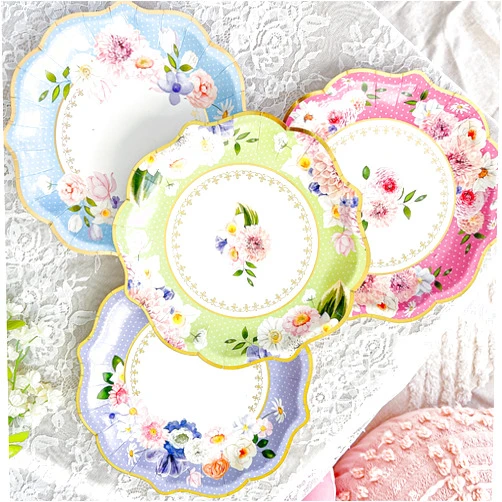 Kate Aspen 9 in. Premium Paper (Assorted Set of 16) Tea Party Decorations, One Size, 9 Inch Plates