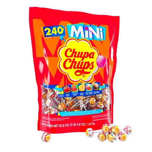 Chupa Chups Mini Lollipop Halloween Trick or Treat Candy Variety Assortment, 5 Flavors, Individually Wrapped Bulk Candy for Adults & Kids, 50.8 oz Bag (240 Suckers)