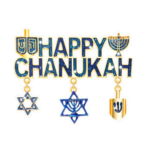 GLBCC Happy Chanukah Brooch Pin Glitter Blue Star of David Menorah Dreidel Charm Hanukkah Pin Jewish Festive of Lights Christmas Holiday Lapel Pins Jewelry