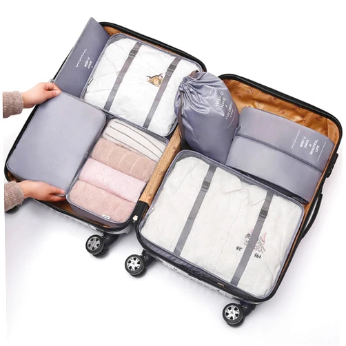 ZSQZJJ Twill Traveling Bags 7-Piece Set Luggage Storage Bag Clothing Classification organizing Bag