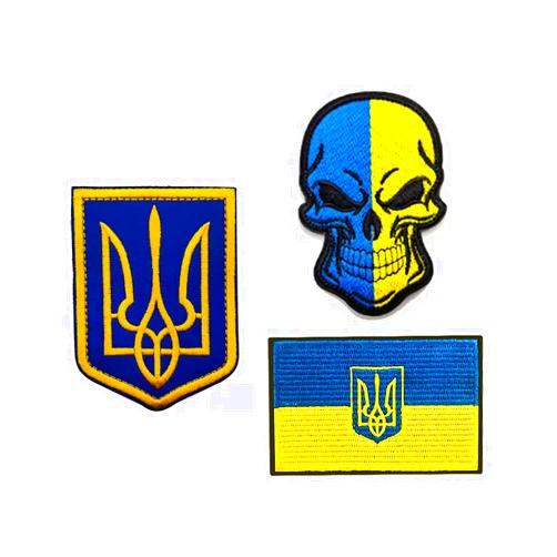 Aspcsmomt Ukrainian Flag Map Patches,Embroidered Trident Armband Hook and Loop Fastener for Backpack Jackets Caps Uniform Coat Hat (Recommended Set)