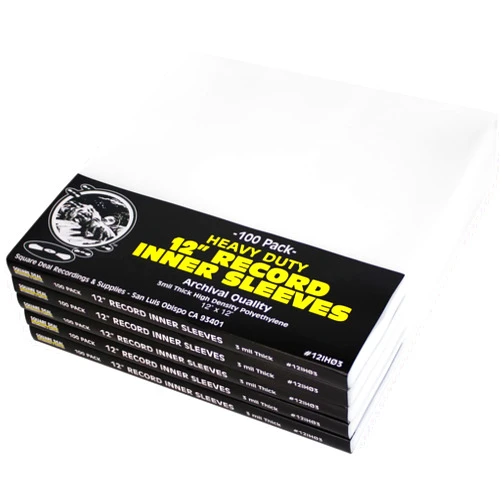 Square Deal Recordings & Supplies (500) Plastic 3Mil Thick Inner Sleeves for 12