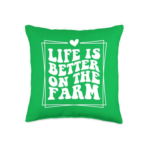 Farming Lover Farmer Farm Animal Design Outfits Life is Better Farming Rancher Groovy Farmer Throw Pillow, 16x16, Multicolor