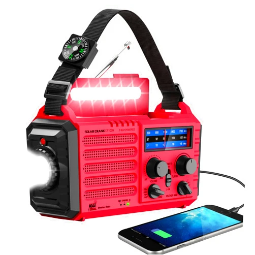 Eoxsmile Emergency Weather Radio Solar Hand Crank Battery Operated Portable AM FM Shortwave Radio with NOAA Alert, Flashlight, Reading Lamp, Cellphone Charger,Earphone Jack, SOS Alarm for Home Outdoor Survival