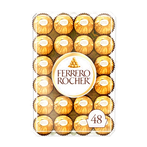 Ferrero Rocher Fine Hazelnut Chocolates Valentine's Day Gift Box, 48 Count Individually Wrapped Candy, 600 grams