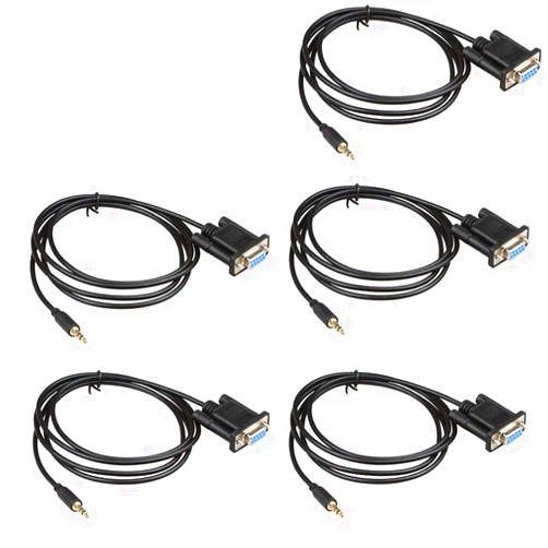 LIANSHU 5Pack DB9Pin Female to DC3.5mm Serial Cable-6 Feet Black (5Pack)