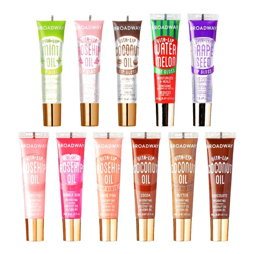 Ruby Kisses Broadway Vita-Lip Tinted & Clear Lip Gloss Set (11 Pack) Ultra-Hydrating & Soothing Formula with Vitamins, High-Shine Non-Sticky Lip Balm with Rosehip+Coconut Oil, Pink & Brown Shades