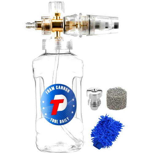 Tool Daily Foam Cannon, Adjustable Snow Foam Lance, Foam Blaster Pressure Washer with M22 and 1/4 Inch Quick Connect, Additional Orifice Nozzle 1.1mm, Car Wash Mitt, 1.5 Liter