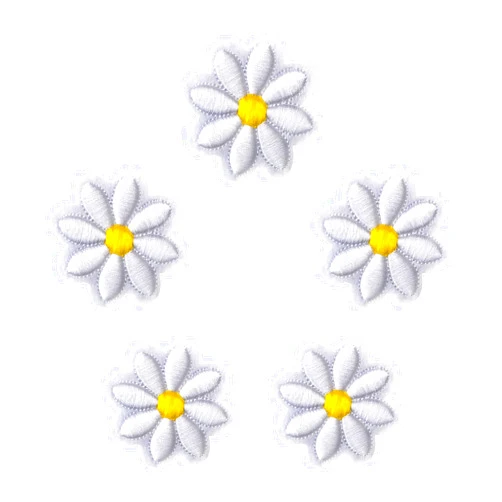 Wikineon 5pcs Daisy Flower Iron/Sew on Patches, Cute Funny Sunflower Embroidered Applique Repair Patches, DIY Accessories for Clothes Jeans Backpacks Jackets Pants Hats Vest