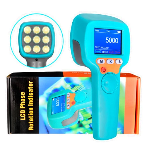 GOLDCHAMP Digital Stroboscope Strobe Tachometer Rechargeable LED Flash Strobe Speedometer with Wide Measurement of 60-999999rpm, 360°Adjusting Dial, Color LCD Display for HVAC, Motor, Engine Speed Tester