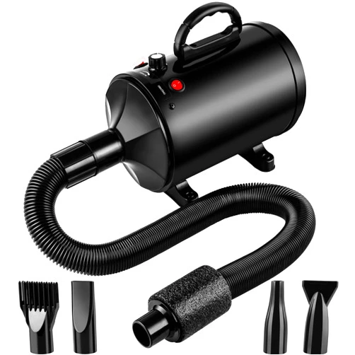 ELEVON Pet Dryer, 3.8HP/2800W High Velocity Professional Pet Dryer with Heater,Pet Grooming Dryer with Stepless Speed Regulation,4 Different Nozzles,Suitable for Pet Hair Drying and Grooming