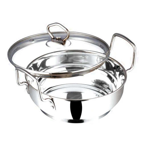 Vinod Cookware Stainless Steel Kadai with Lid 3.7 Liters, IKD 26