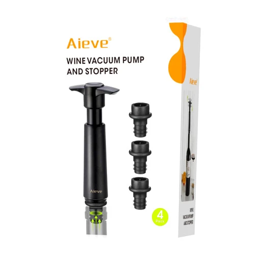 Aieve Wine Stoppers, 1Pack Wine Vacuum Pump and 4Pack Stopper