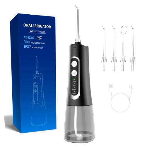 LVLAM Water Dental Flosser Pick for Teeth, 300ML Portable Water Flossers Rechargeable Water Pick Oral Irrigator for Home Travel, IPX7 Waterproof Electric Waterflosser