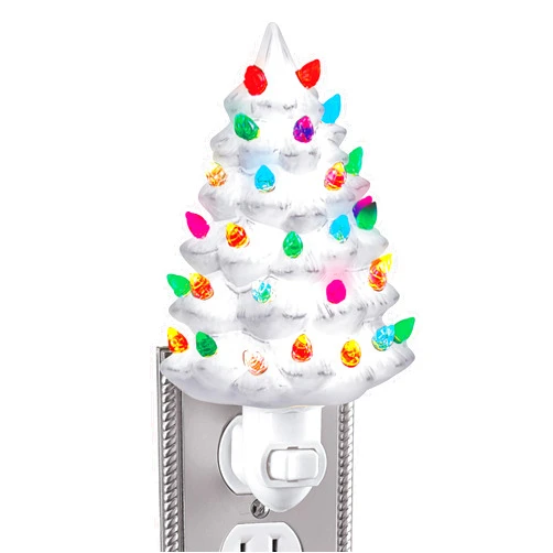 Collections Etc Ceramic Christmas Tree Night Light - 6