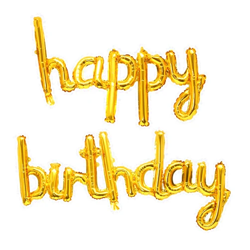 YPSelected Happy Birthday Balloons Banner 16 Inch Hanging Birthday Balloons 3D Silver Foil Cursive Script Letter Balloons for Kids and Adults Birthday Party Decorations Supplies (Gold)