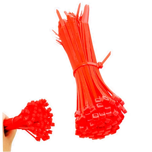 JHXTZ Zip Ties, 100pcs Red Zip Ties 8 Inch, Plastic Ties Small Zipties Cable Tie Wraps, Multi-Purpose Cable Management Ties, Self-Locking Ziptie for Office and Home(Can bear 30lb)