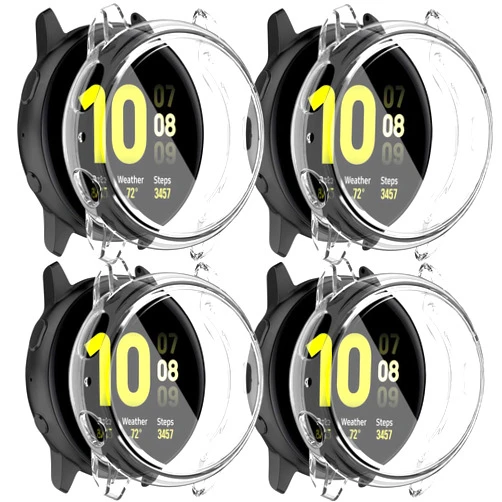 Amzpas [4 Pack] Compatible with Samsung Galaxy Watch Active 2 Screen Protector Case 40mm, Soft TPU Full Around Cover for Samsung Galaxy Active 2 Smartwatch (Clear, Clear, Clear, Clear, 40mm)