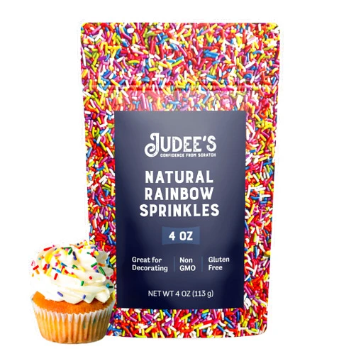 Judee's Gluten Free Judee's Natural Rainbow Sprinkles for Cake Decorating 4 oz - Gluten-Free & Nut-Free - Brighten Up Your Baked Goods - Natural Colored Sprinkles for Cookie, Cake Decoration & Ice Cream Toppings