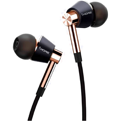 1MORE Triple Driver In-Ear Earphones Hi-Res Headphones with High Resolution, Bass Driven Sound, MEMS Mic, In-Line Remote, High Fidelity for Smartphones/PC/Tablet - Gold