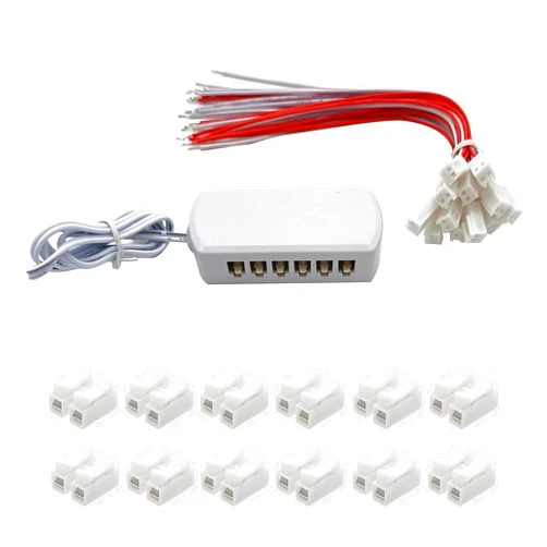 ZZHOB 3-12V 12Ports Female Plug Junction Box with 12pcs Male Plug & 12pcsMINI Quick Wire Connector, LED Hub Splitter Adapter Junction Box (12 Ports)