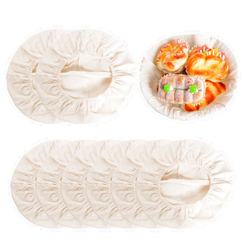 Ishua 8 Pieces Bread Liner Cloth Cover Baking, 10 Inch Bread Proofing Basket Cloth Liner, Round Cloth Basket Liner for Baskets