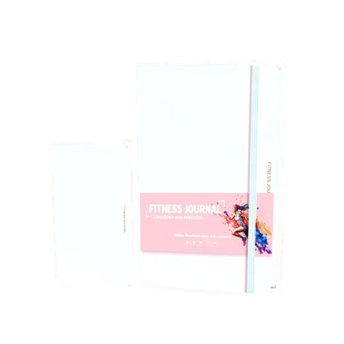 Serious Doodles Fitness Journal, Workout Journal for Women & Men, Hard Cover Leather Fitness Planner, Workout Log Book With Gym Goals, Calendar, Progress Tracker (Pink)