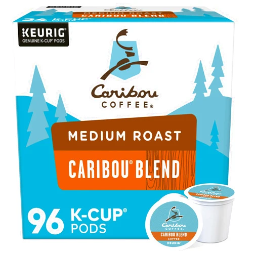 Caribou Coffee Caribou Blend, Single-Serve Keurig K-Cup Pods, Medium Roast Coffee, 24 Count (Pack of 4)