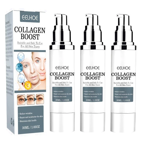 OUKPANE 3Pcs EELHOE Collagen Boost Anti Aging Serum, EELHOE Collagen Anti-Wrinkle Cream, Voletas Collagen Boost Anti-Aging Serum