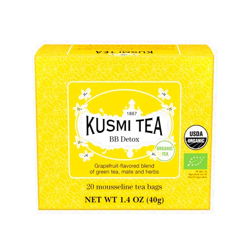 Kusmi Tea - BB Detox - Iconic Detox Tea - Organic Tea - Blend of Green Tea, Mate & Grapefruit - Organic Flavored Yerba Mate Tea - Enjoy Hot or Iced - 20 Tea Bags
