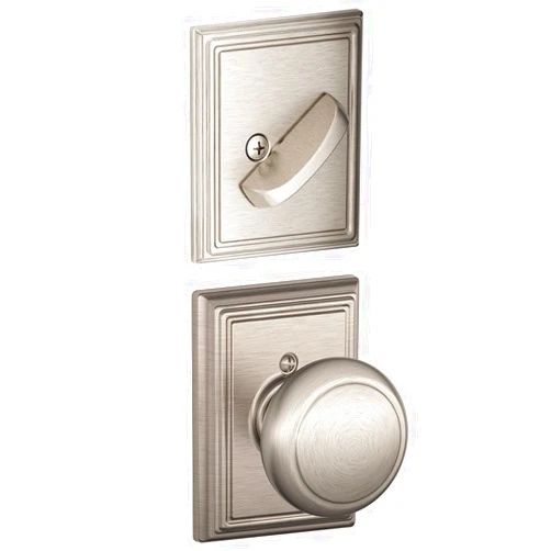 Schlage F59 AND 619 ADD Addison Collection Andover Handleset Interior Knob, Satin Nickel (Interior Half Only)