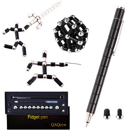 QAQcew Fidget Pen, Decompression Magnetic Fidget Toy Pen, Magnet Pen Fidget Toy Relieve Pressure Novel Toy Gift for Kids or Friends! (Black)