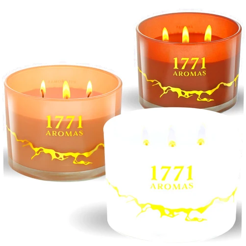 1771 Aromas Vanilla, Coffee and Coconut Scented Candles - 100% Natural Soy Wax - Large 3 Wick Jar Candle - Up to 50 Hours Burning Time - Candles for Home - Aromatherapy Candles