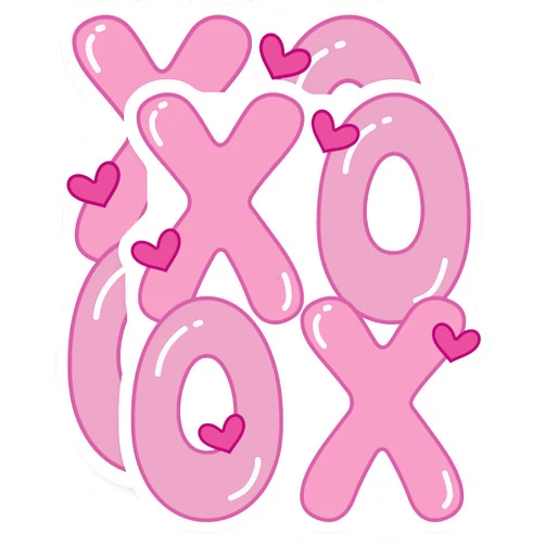 AmazingQueen XO Stickers - Hugs and Kisses - Pink Heart - Cute Love - 2 Pack - 5