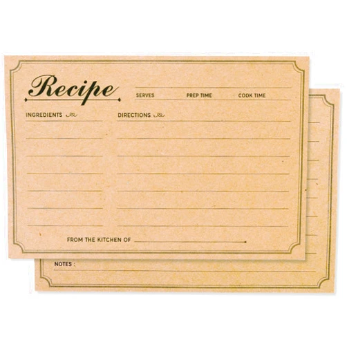 Chiir Recipe Cards 4x6 Double Sided, 50-Pack Blank Recipe Cards Kraft, 4 x 6 Inches