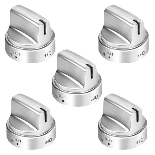 Blutoget Upgraded WB03X24818 PS11729081 Gas Stove Knob Replacement 5 Pack 100% Stainless Steel Gas Range Oven Stove Knob AP5989029 Fit for GE Gas Stove Replacement knobs PD00037240