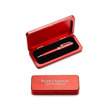 Executive Gift Shoppe | Elegance Collection Cherry Finish Laser Engraved Ballpoint Pen Set | Executive Gift Shoppe