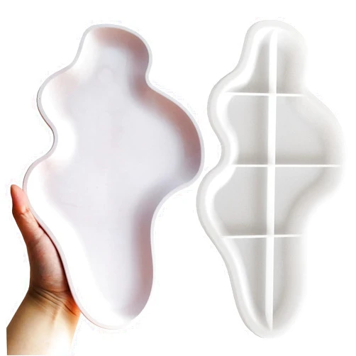 Wehous Large Irregular Tray Resin Concrete Molds, Cloud Shape Tray Silicone Mold, Creative Storage Container Trinket Jewelry Plate Dish Vanity Candle Holder Epoxy Casting Mold Wedding Christmas Decor