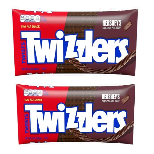 Twizzlers Chocolate Flavored Twists - Pack of 2-12 oz Bags - Low Fat Snacks - Fun to Share - Classic Treats for the Whole Family